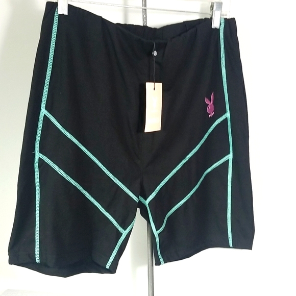 NWT MISSGUIDED PLAYBOY CONTRAST CYCLING SHORTS - Picture 2 of 9